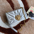 large devotion 26 shouder bag silver metalic cafskin