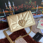 large devotion 26 shouder bag gold metalic cafskin