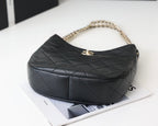 cc hobo bag 26cm black lambskin silver hardware
