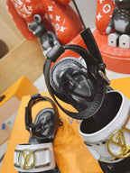 LV Academy Flat Sandal Black White Cowhide