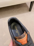 LV TRAINER IN BLACK MIX CHOCOLATE BROWN CALFSKIN