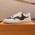 LV TRAINER IN WHITE MIX CHOCOLATE BROWN CALFSKIN