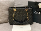 CC GRAND SHOPPING TOTE BAG 34CM BLACK CAVIAR GOLD HARDWARE