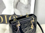 medium lady 24 black patent calfskin
