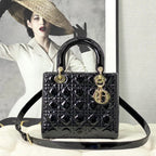 medium lady 24 black patent calfskin