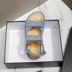 CC 25S Dad Sandal Blue Denim Beige Calfskin