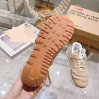 MIU MIU x New Balance 574 Sneakers Colonial Beige Canvas Denim 498914
