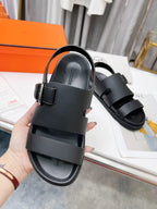 HM HENRIO SANDAL BLACK CALFSKIN