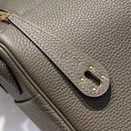 HM LINDY 30 BAG IN SEPIA BROWN CALFSKIN GOLD HARDWARE