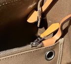 Herbag 31 Toile Brown Canvas Gold Cowhide Leather