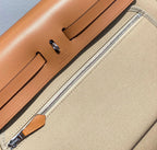 Herbag 31 Toile Light Beige Canvas Gold Cowhide Leather