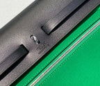 Herbag 31 Toile Green Canvas Black Cowhide Leather