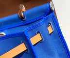 Herbag 31 Toile Blue Canvas Gold Cowhide Leather