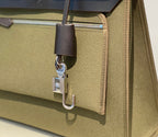 Herbag 31 Toile Olive Canvas Black Cowhide Leather
