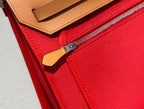Herbag 31 Toile Red Canvas Gold Cowhide Leather