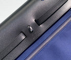 Herbag 31 Toile Blue Canvas Black Cowhide Leather