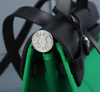HM HERBAG ZIP 31 SEA GREEN AND BLACK CANVAS