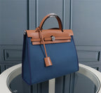 HM HERBAG ZIP 31 AEGEAN AND COPPER CANVAS