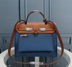 HM HERBAG ZIP 31 AEGEAN AND COPPER CANVAS