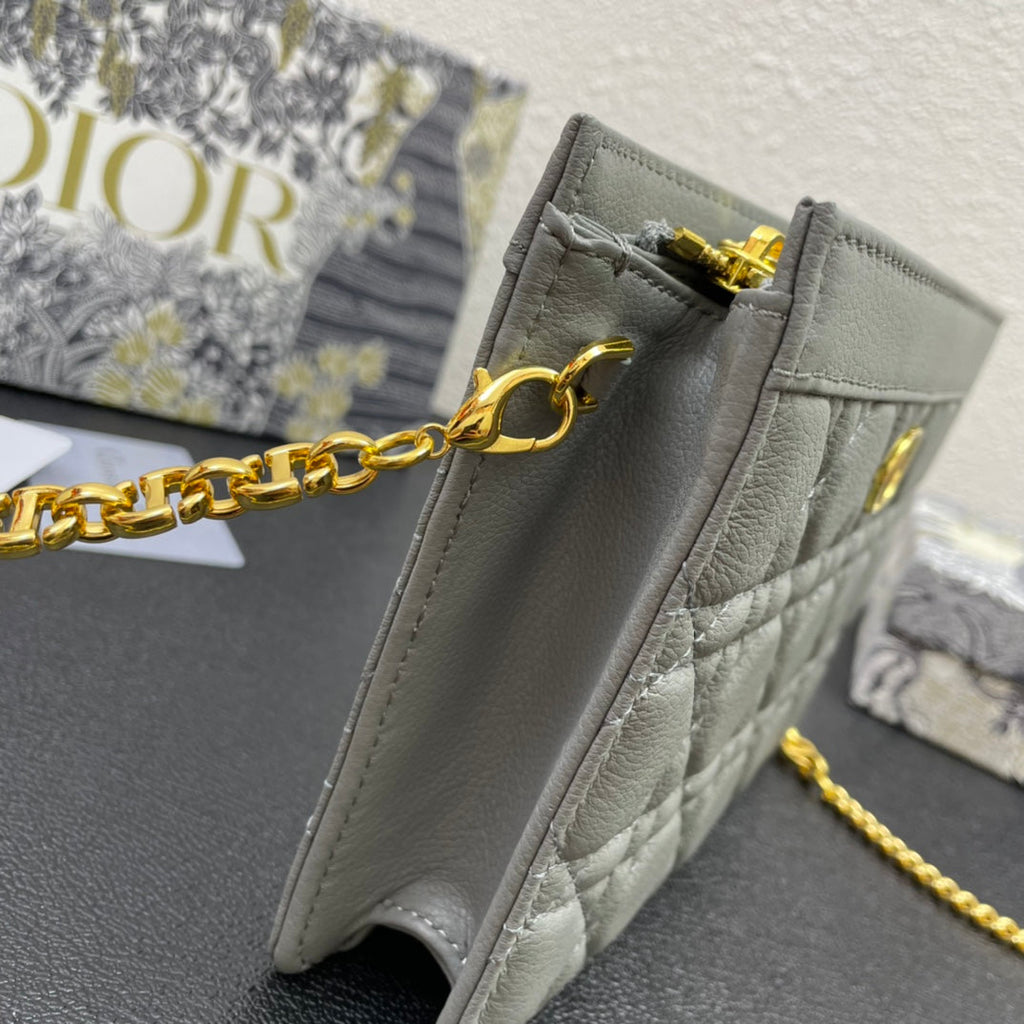 CARO POUCH 19 BAG IN GREY CALFSKIN