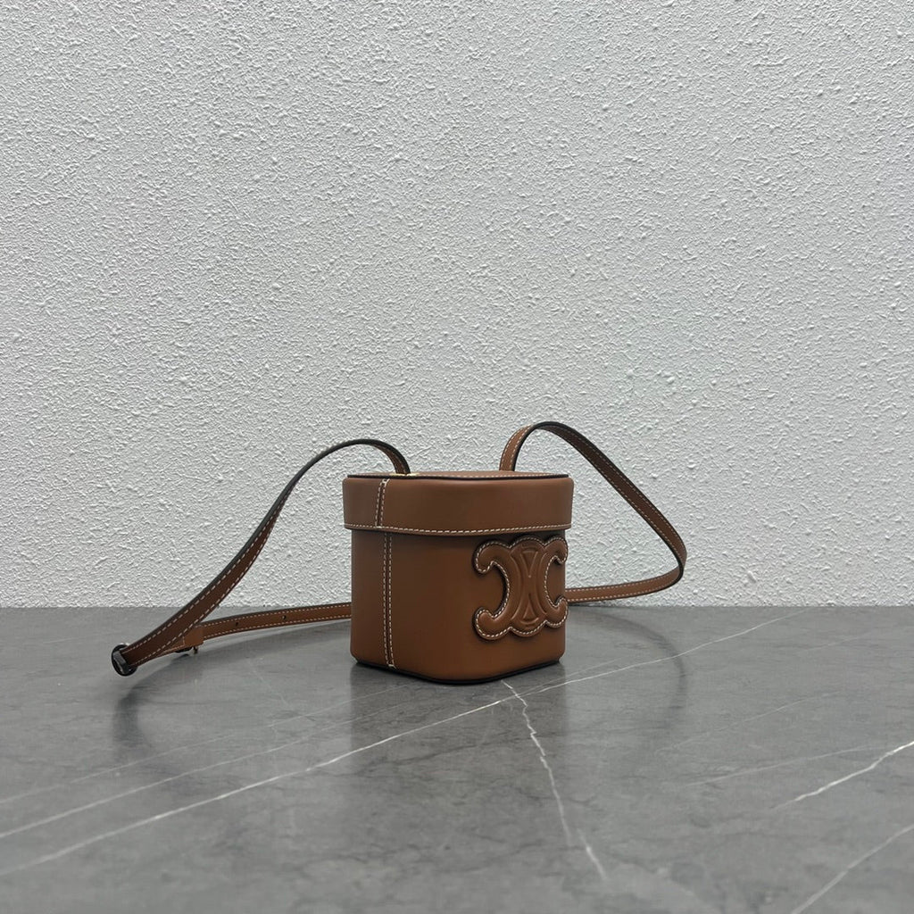 Celine Small Box Cuir Triomphe Bag Brown Calfskin