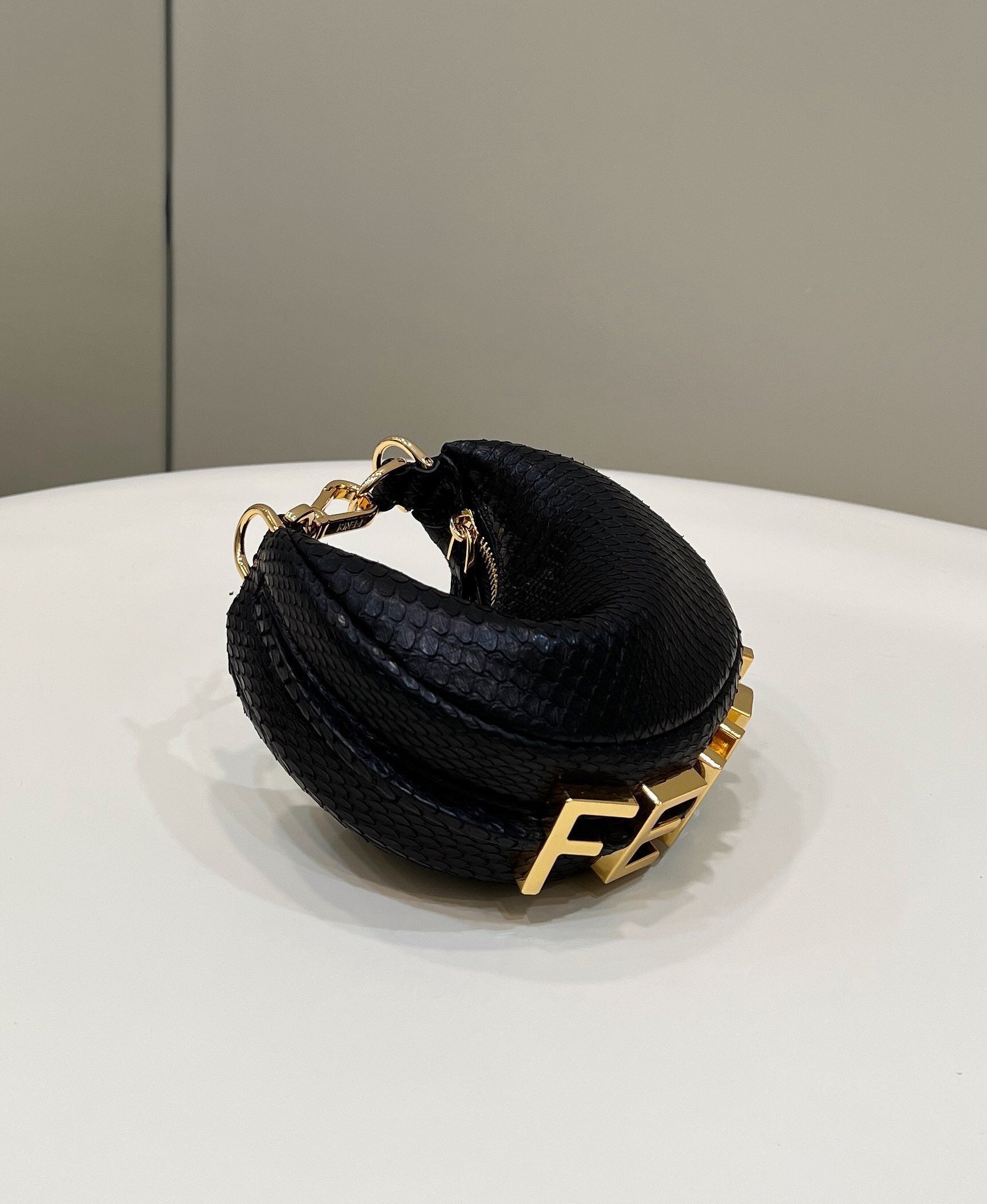 FENDIGRAPHY MINI 16 BAG IN BLACK CALFSKIN GOLD HARDWARE