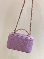 CC VANITY CASE 19 PINK CAVIAR GOLD HARDWARE