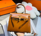 KELLY MINI 20 BAG IN BRONZE BROWN SMOOTH CALFSKIN WITH GOLD HARDWARE (MADE - TO - ODER)