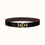 ULYSSE BELT BUCKLE & REVERSIBLE CHOCOLATE BROWN LEATHER STRAP 38MM GOLD HARDWARE