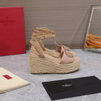 VT Wedge Platform Sandals Nude Cowhide Espadrilles
