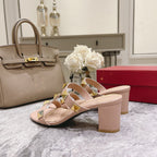 Valentino Roman Stud Sandals Heel Height Sheepskin