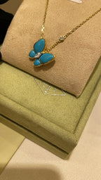 VCA Butterfly Turquoise Necklace Gold 1 Diamond