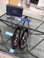 PRA BRUSHED WINE RED OMBRE LEATHER DERBY BROGUE SHOES