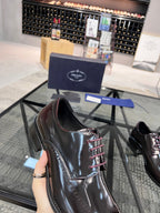 PRA BRUSHED WINE RED OMBRE LEATHER DERBY BROGUE SHOES