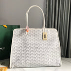 HARDY PM BAG 40 IN WHITE GOYARDINE CANVAS AND TAURILLON LEATHER TRIM