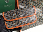 HARDY PM BAG 40 IN BLACK GOYARDINE CANVAS AND TAN TAURILLON LEATHER TRIM