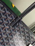 HARDY PM BAG 40 IN NAVY BLUE GOYARDINE CANVAS AND BLACK TAURILLON LEATHER TRIM