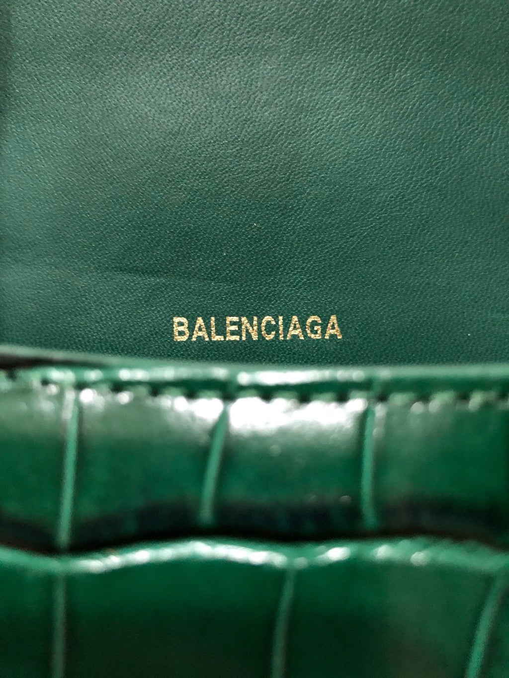Balenciaga Hourglass bag dark green crocodile skin
