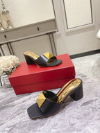 Valentino 25 Mid Heel Mules Calfskin
