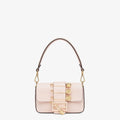FENDI FENDACE BROOCH MINI 20 BAGUETTE BAG IN LIGHT PINK CALFSKIN