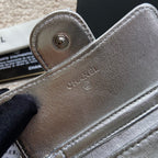 CC 24 Classic Wallet On Chain 11cm Silver Sheepskin  156514