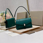 Serpenti Forever East-West Shoulder Bag 22cm Emerald Green Cafskin GHW 188466