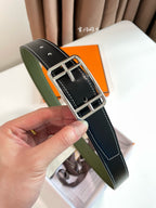 HM Cape Cod 32mm Reversible Belt Dark Green Black Leather 187797