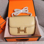 HM CONSTANCE 23 FLAX CROCODILE EMBOSSED CALFSKIN GOLD HARDWARE