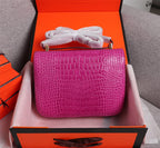 HM CONSTANCE 23 PINK CROCODILE EMBOSSED CALFSKIN GOLD HARDWARE