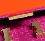 HM CONSTANCE 23 BARBIE PINK CROCODILE EMBOSSED CALFSKIN GOLD HARDWARE