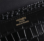 HM CONSTANCE 23 BLACK CROCODILE EMBOSSED CALFSKIN GOLD HARDWARE