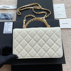 CC Logo Flap Bag 20cm White Caviar GHW 235169