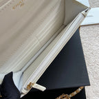 CC Logo Flap Bag 20cm White Caviar GHW 235169