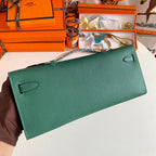 HM Kelly Cut 31 Kaitoke Green Epsom Leather Silver Hardware 229041
